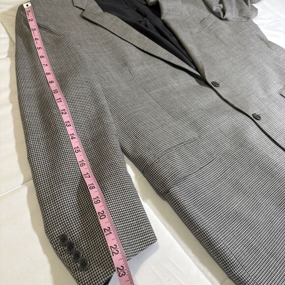 Coppley Ermenegildo Zegna Black Houndstooth Blazer SportCoat 46R Wool Silk Linen - Picture 13 of 14